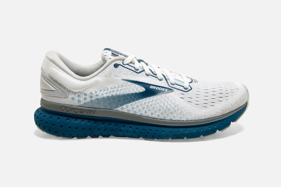 Brooks Glycerin 18 Road Löparskor Herr - Vita/Blå - 8523-NKLYT